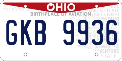 OH license plate GKB9936