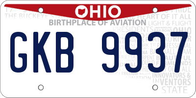 OH license plate GKB9937