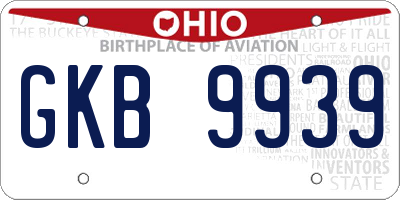 OH license plate GKB9939
