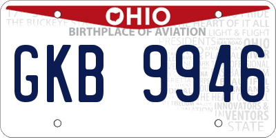 OH license plate GKB9946