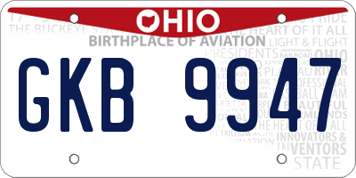 OH license plate GKB9947