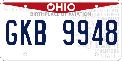 OH license plate GKB9948