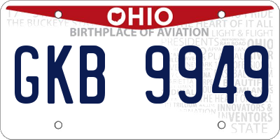 OH license plate GKB9949