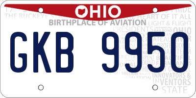 OH license plate GKB9950