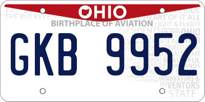 OH license plate GKB9952