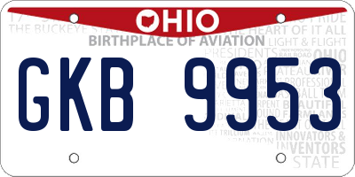 OH license plate GKB9953