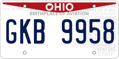 OH license plate GKB9958