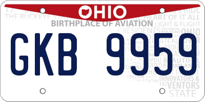 OH license plate GKB9959