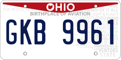 OH license plate GKB9961