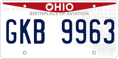 OH license plate GKB9963