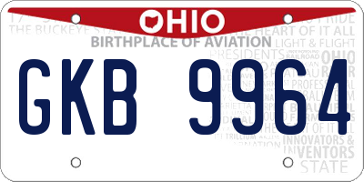 OH license plate GKB9964