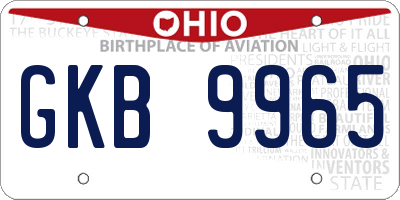 OH license plate GKB9965