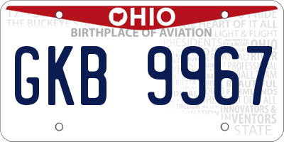 OH license plate GKB9967