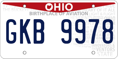 OH license plate GKB9978