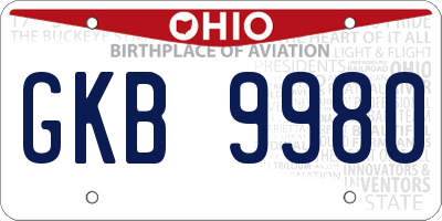OH license plate GKB9980