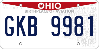 OH license plate GKB9981