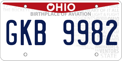 OH license plate GKB9982
