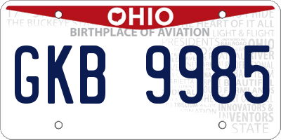 OH license plate GKB9985