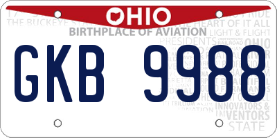 OH license plate GKB9988