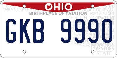 OH license plate GKB9990