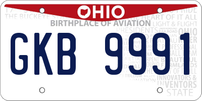 OH license plate GKB9991