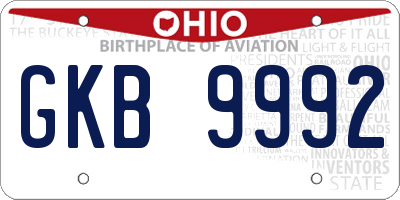 OH license plate GKB9992