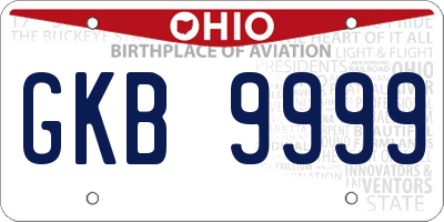 OH license plate GKB9999