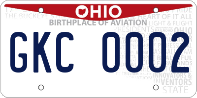 OH license plate GKC0002