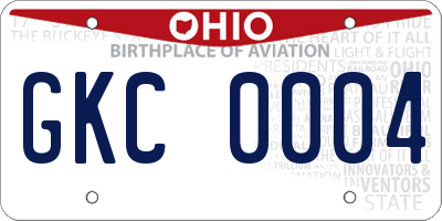 OH license plate GKC0004