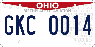 OH license plate GKC0014