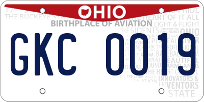 OH license plate GKC0019