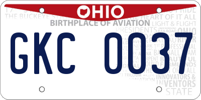OH license plate GKC0037