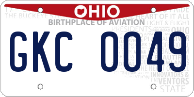 OH license plate GKC0049