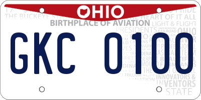 OH license plate GKC0100