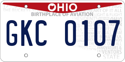 OH license plate GKC0107