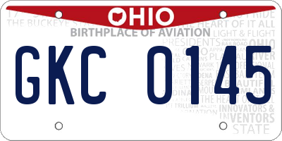 OH license plate GKC0145