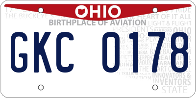 OH license plate GKC0178