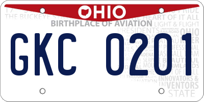 OH license plate GKC0201