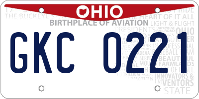 OH license plate GKC0221