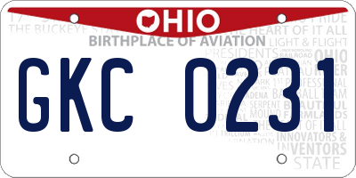 OH license plate GKC0231