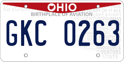OH license plate GKC0263