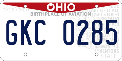 OH license plate GKC0285