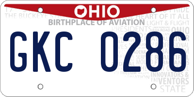 OH license plate GKC0286