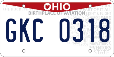 OH license plate GKC0318