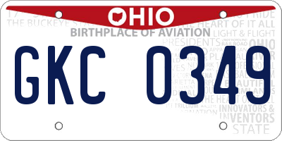 OH license plate GKC0349