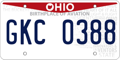 OH license plate GKC0388