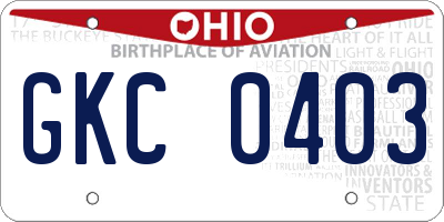 OH license plate GKC0403