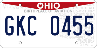 OH license plate GKC0455
