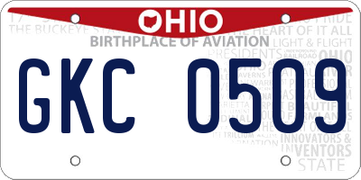 OH license plate GKC0509