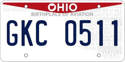 OH license plate GKC0511
